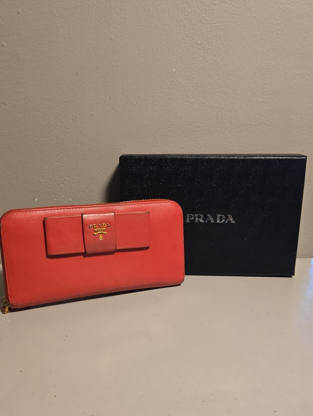 PRADA Pink Saffiano Zip-Around Wallet